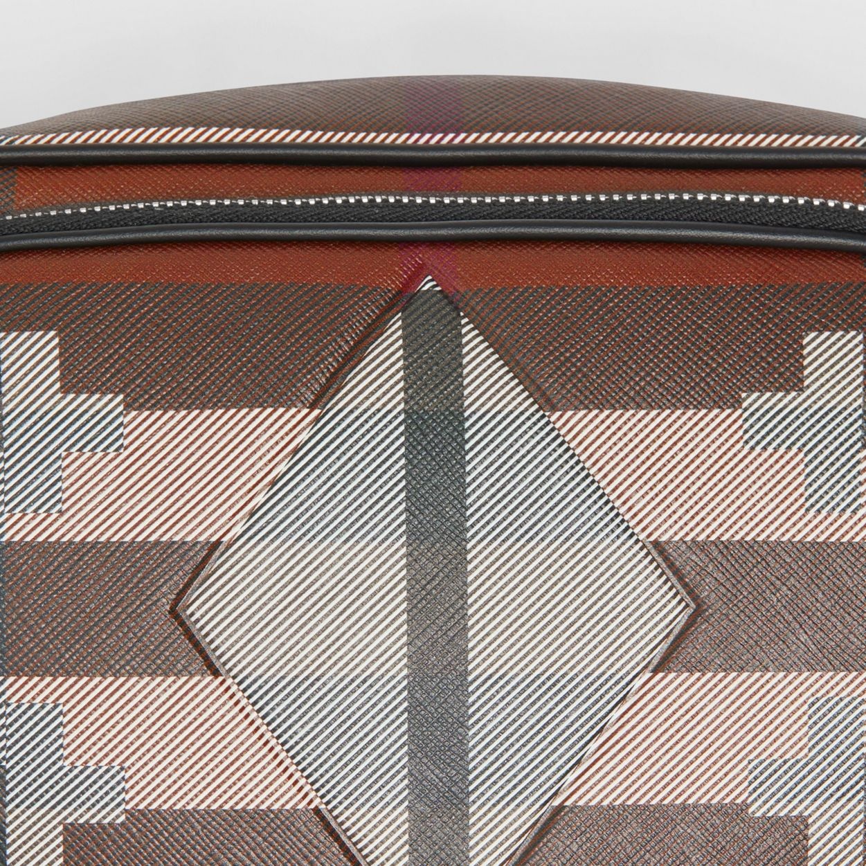 Geometric Check and Leather Crossbody Bag - 2