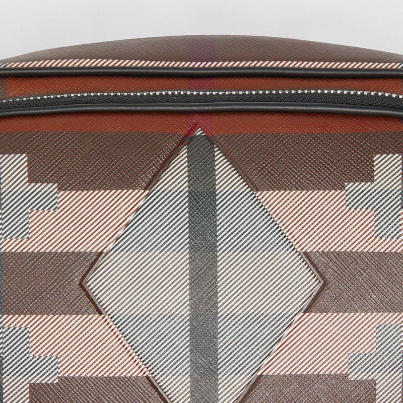 Geometric Check and Leather Crossbody Bag 2