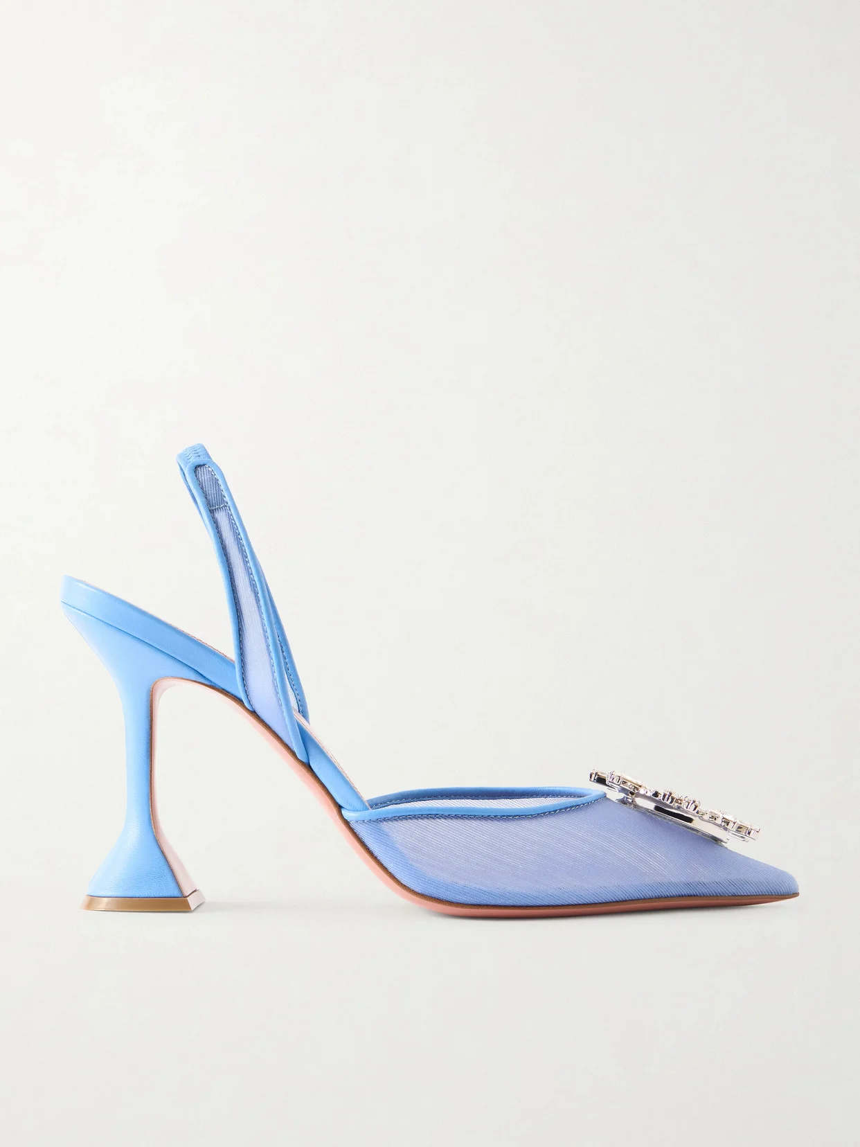 Begum Leather-trimmed Crystal-embellished Mesh Slingback Pumps - 1