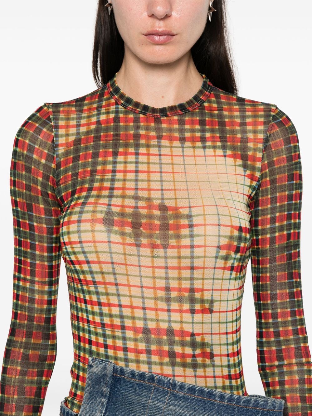 graphic-print tartan top - 5