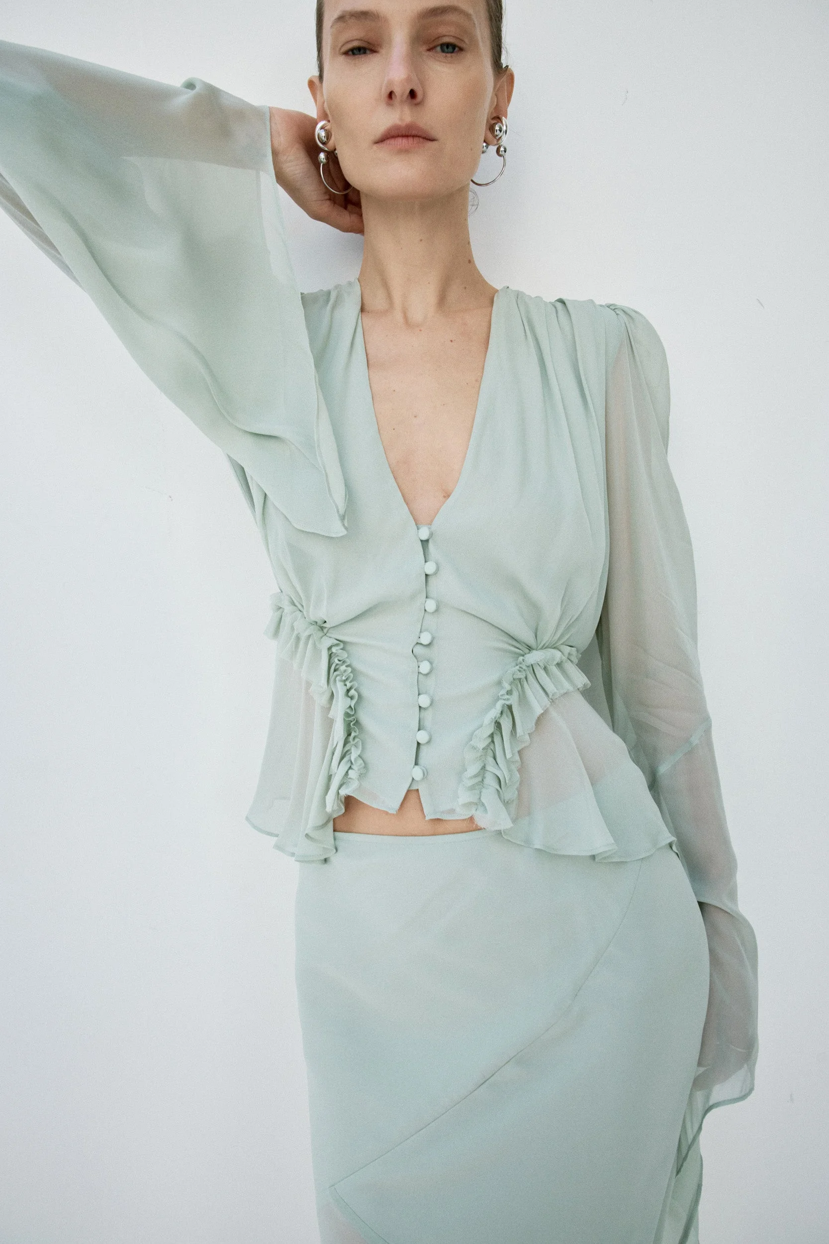 SYBIL TOP IN SAGE GREEN - 1