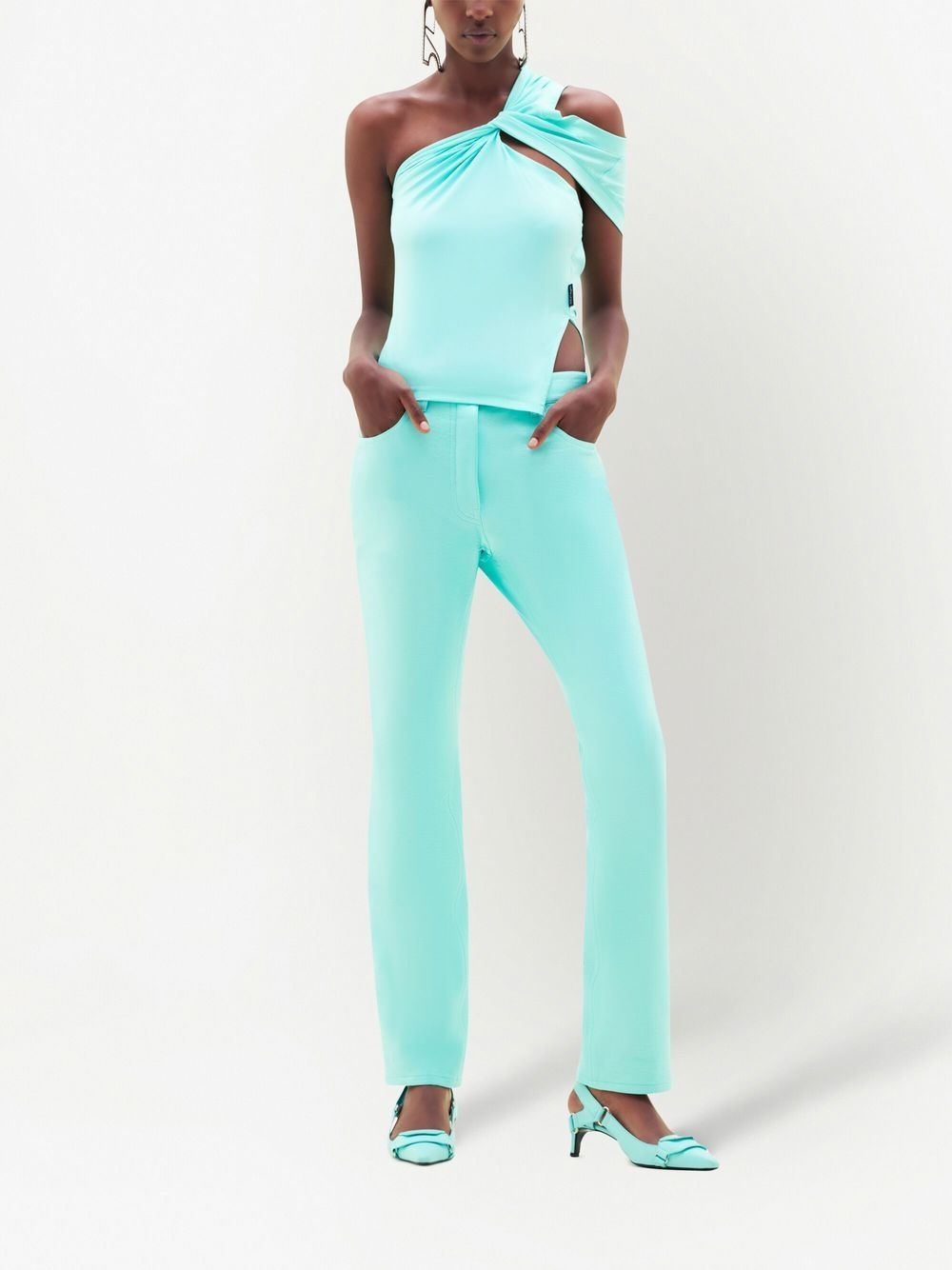 straight-leg vinyl trousers - 2