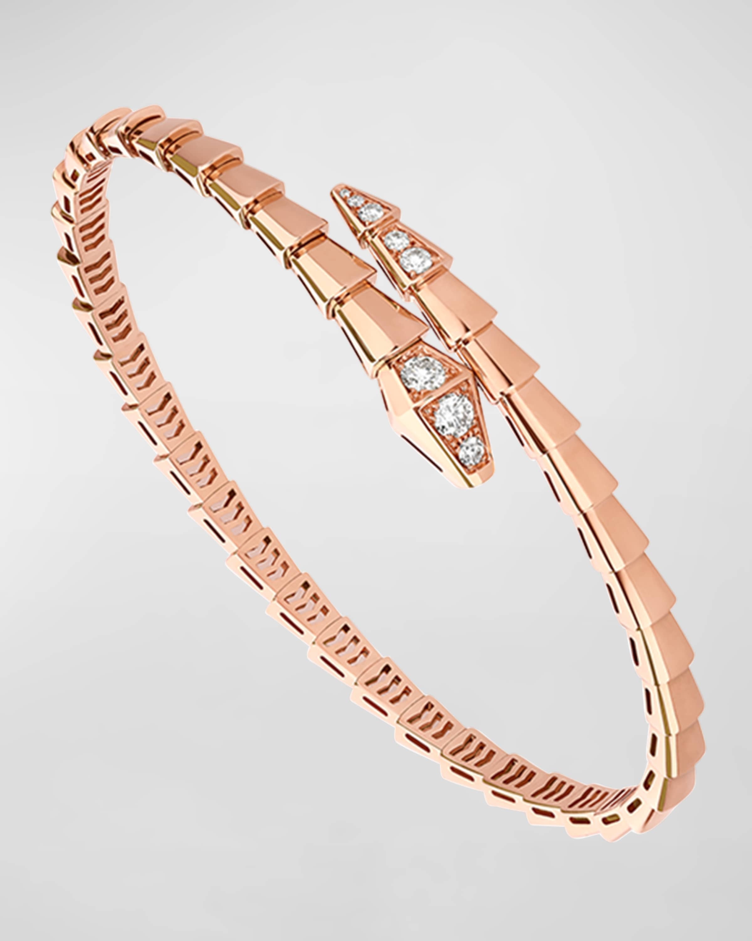Serpenti Viper Diamond Pavé 18K Rose Gold Bracelet - 1