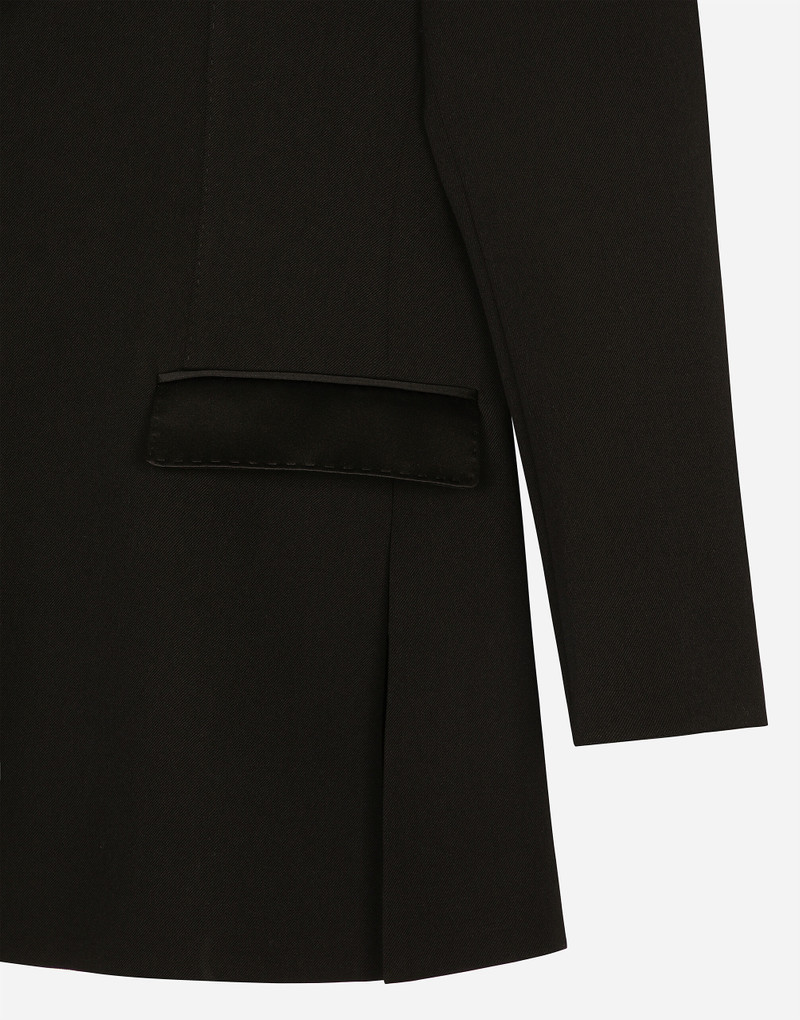 One-shoulder wool gabardine jacket 11