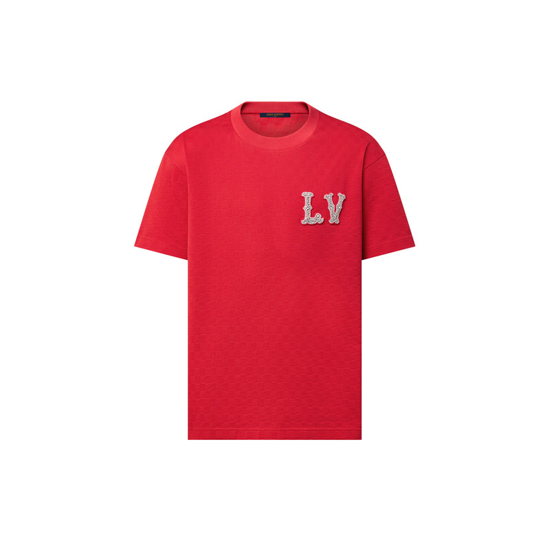 코튼 Pique 티셔츠 자수 LV 패치 - 1