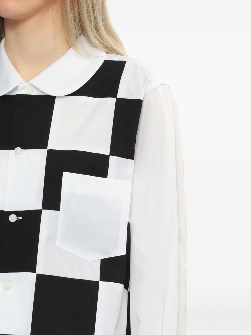 Checker Board Peter Pan-collar shirt - 5