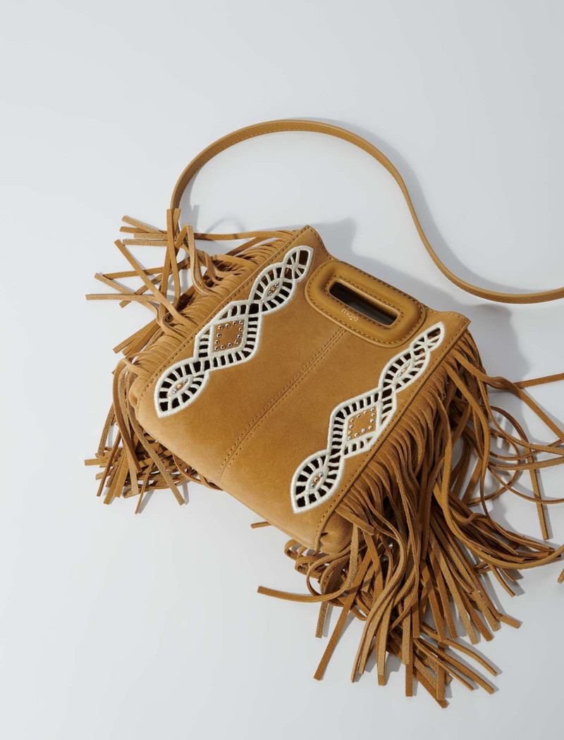 maje Embroidered suede fringed M mini bag outlook
