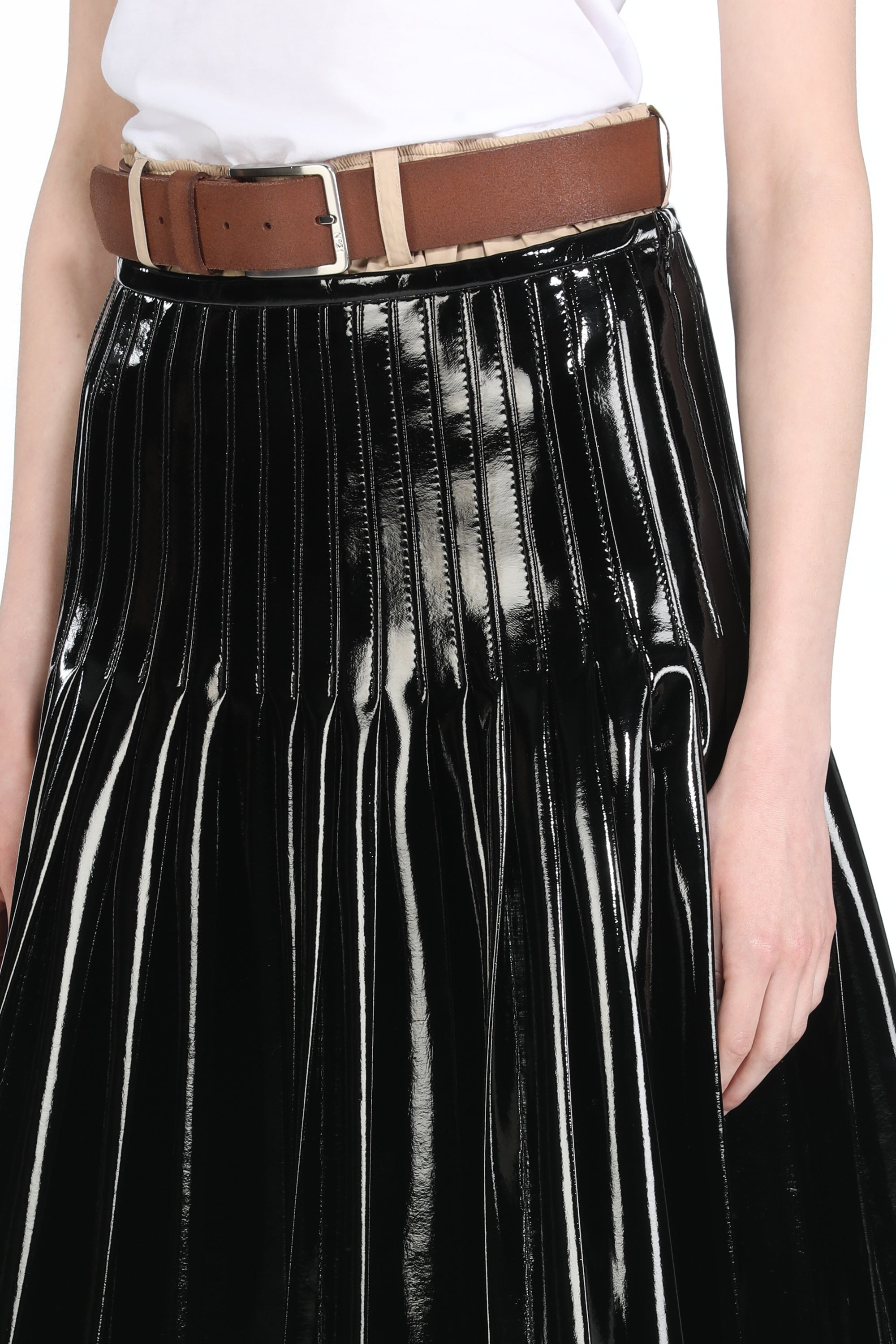 PLEATED FAUX-LEATHER SKIRT - 5