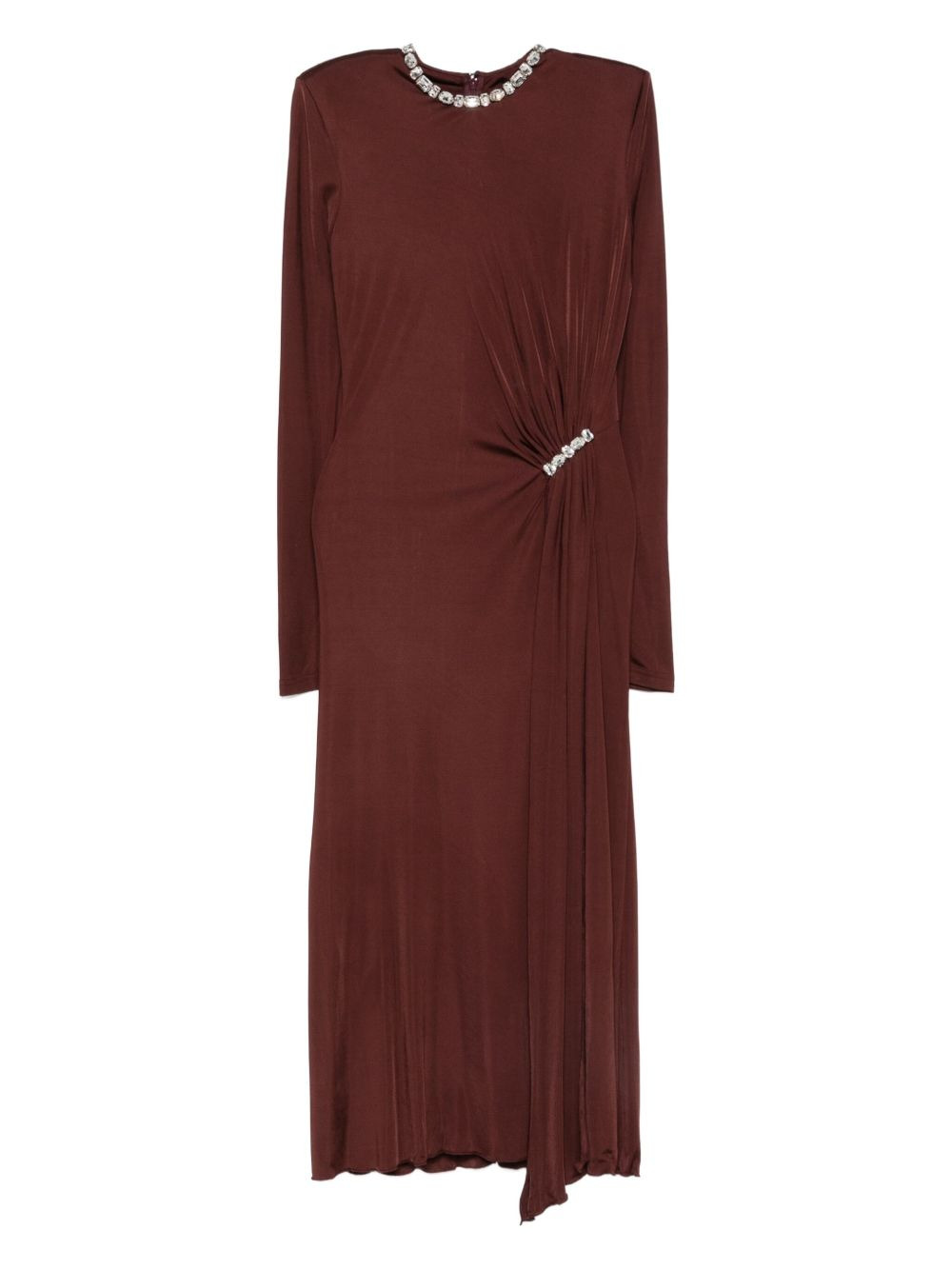 crystal-embellished draped dress - 1