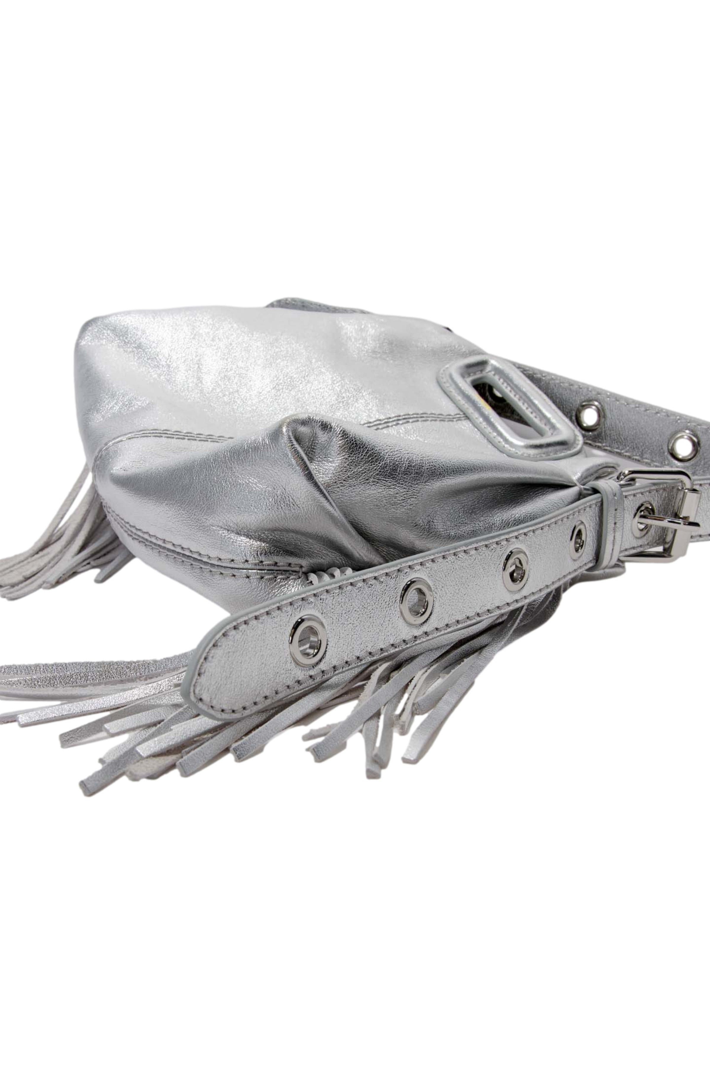 maje Metallic leather Miss M Mini bag in Silver at Nordstrom - 7