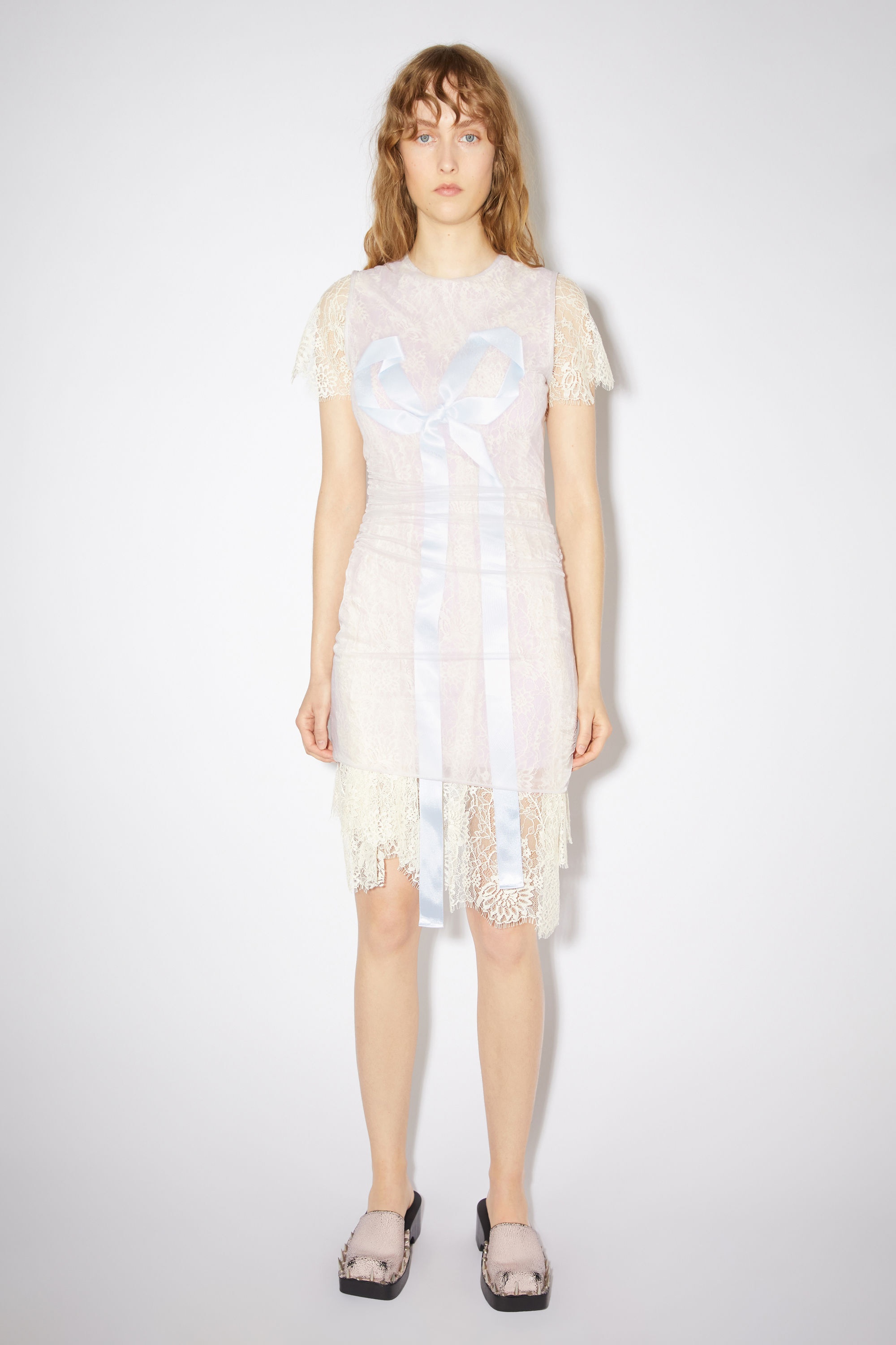 Lace bow dress - Light grey - 2
