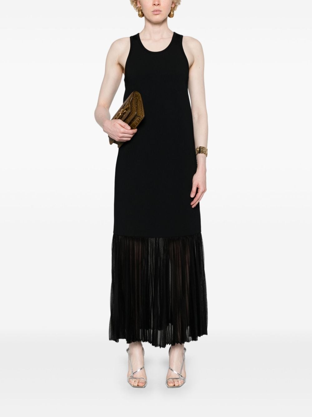 plissÃ©-detailed knitted maxi dress - 2