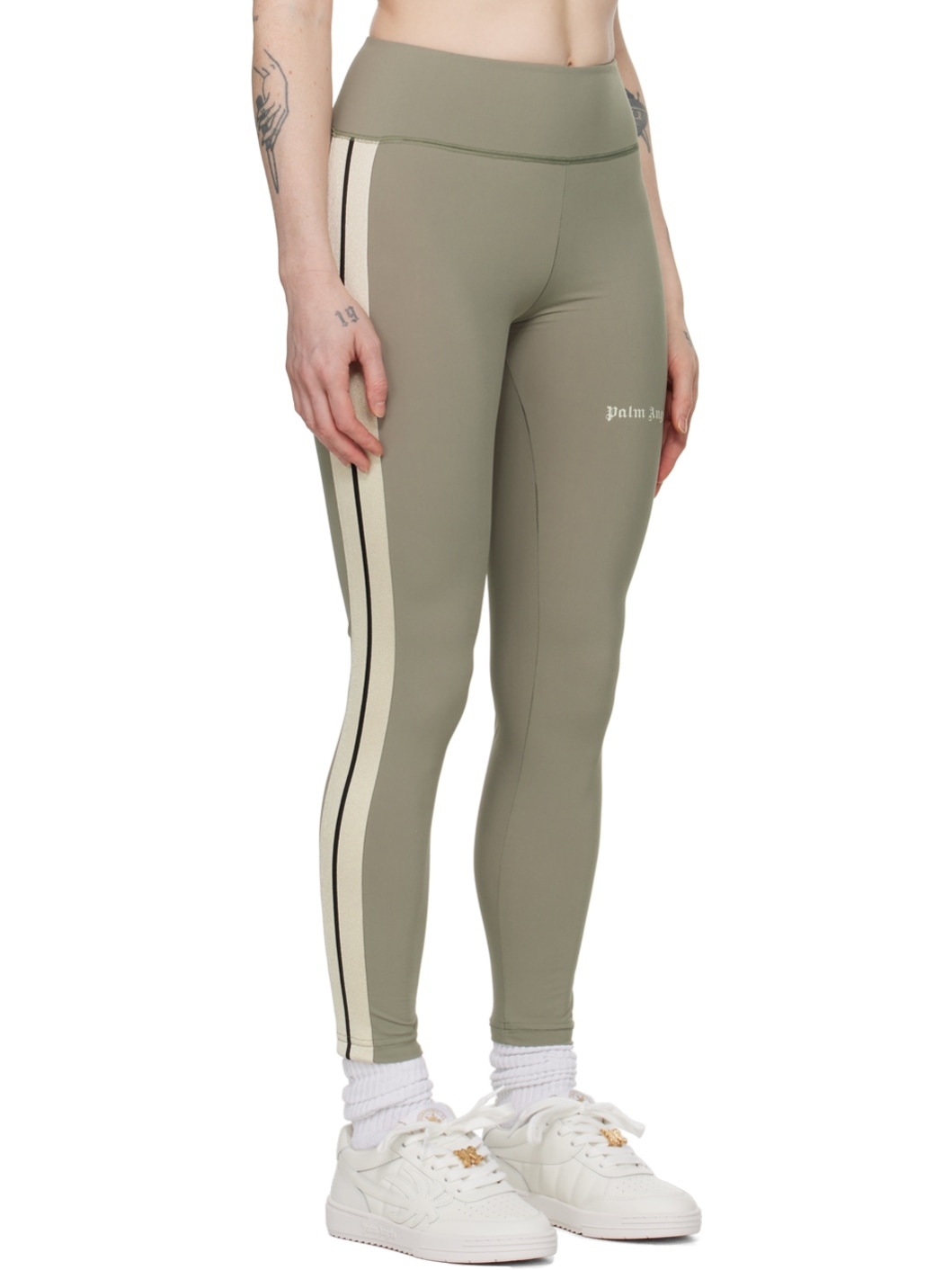 Green Striped Leggings - 2