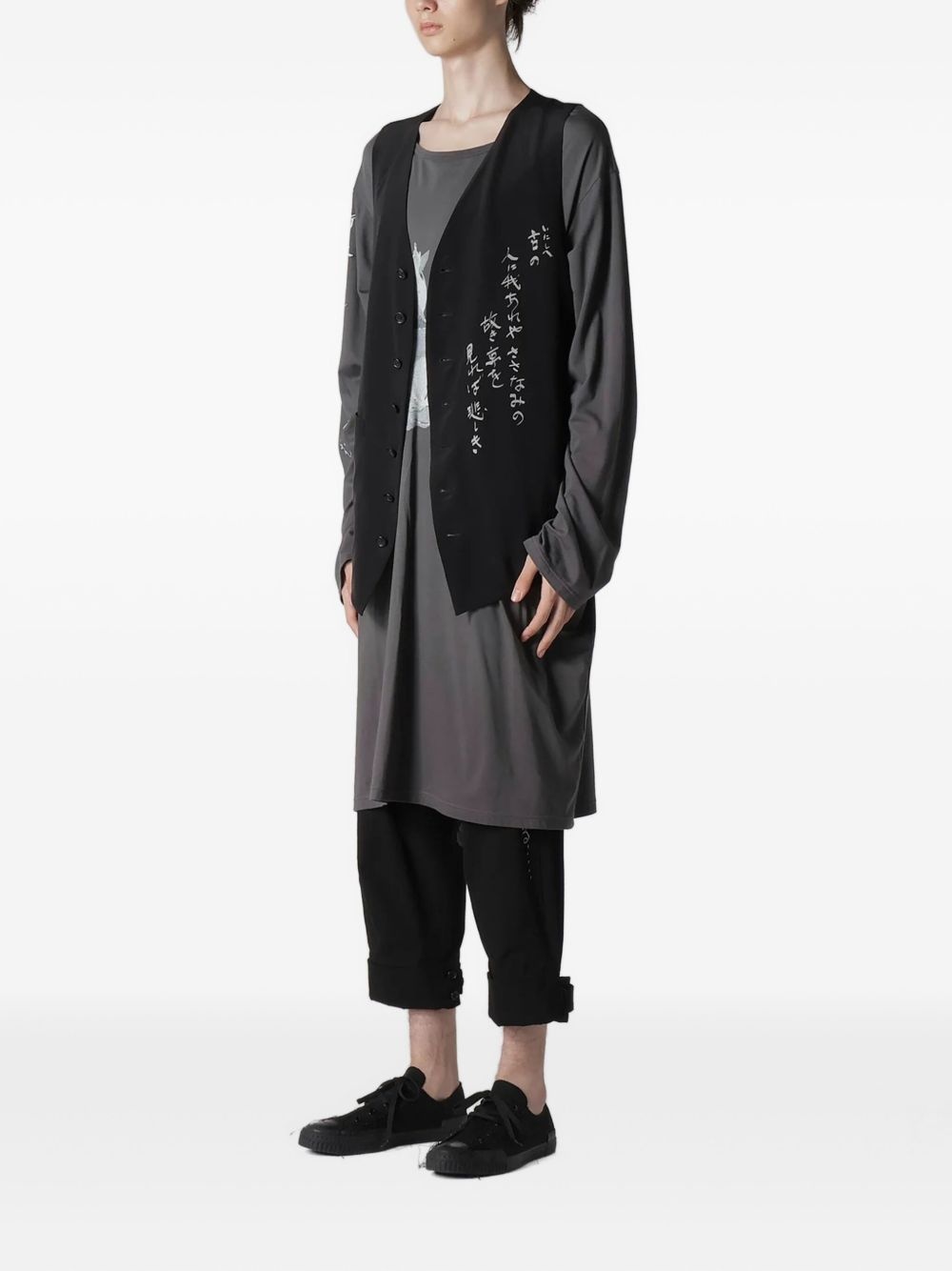 button-up text gilet - 3