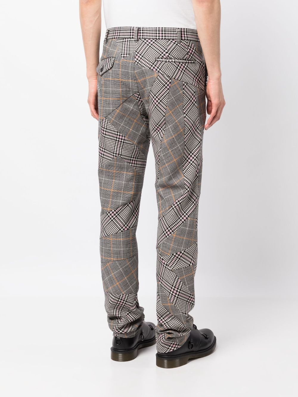 check-pattern straight-leg trousers - 4