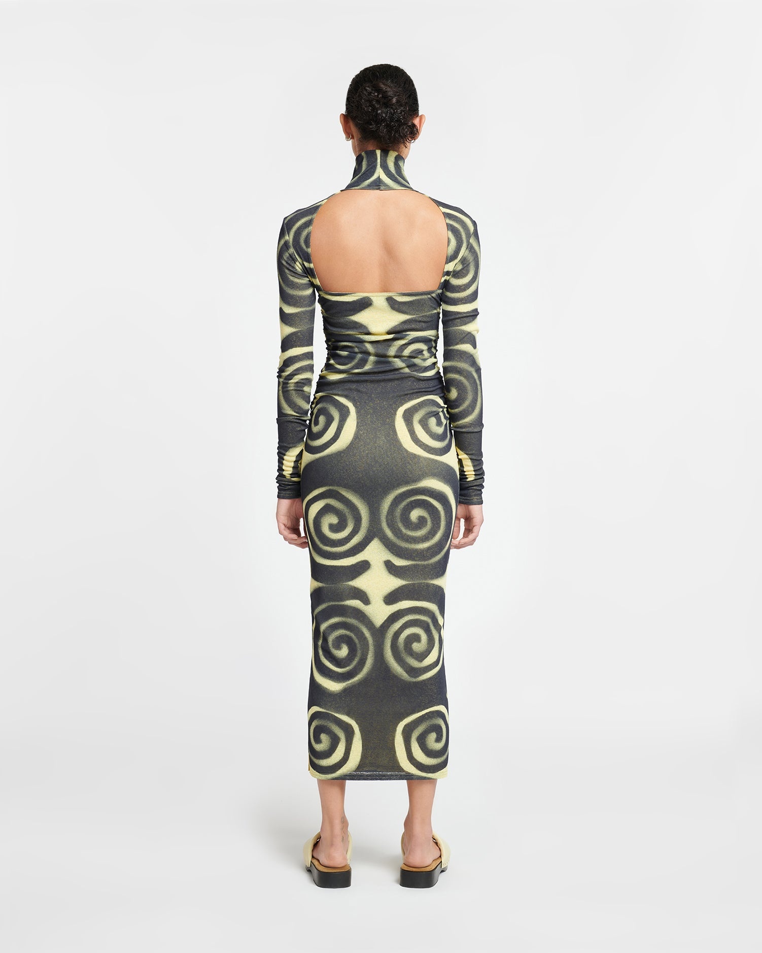 Mesh-Jersey Turtleneck Dress - 4