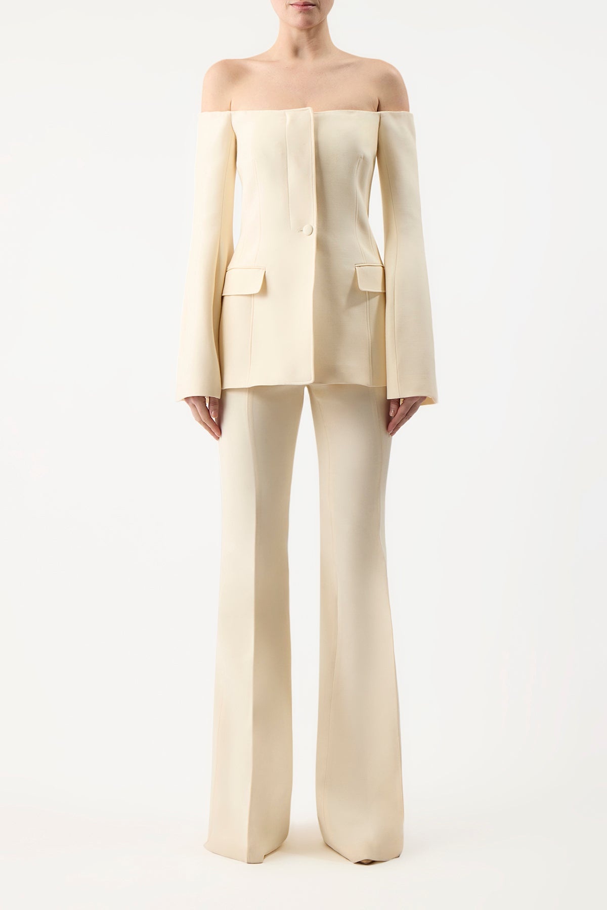 Rhein Pant in Ivory Silk Wool - 2
