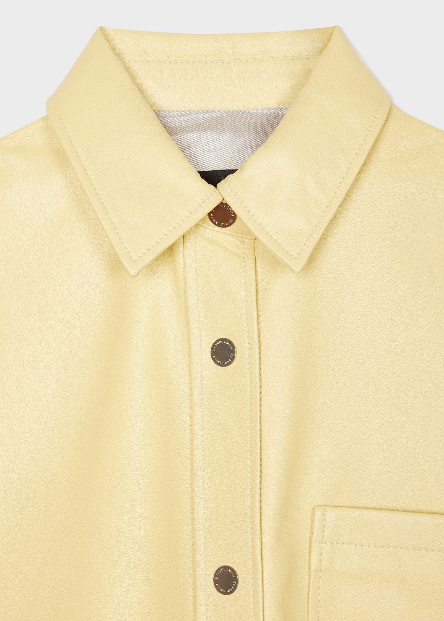 Women's Pale Yellow Leather Shirt - 2