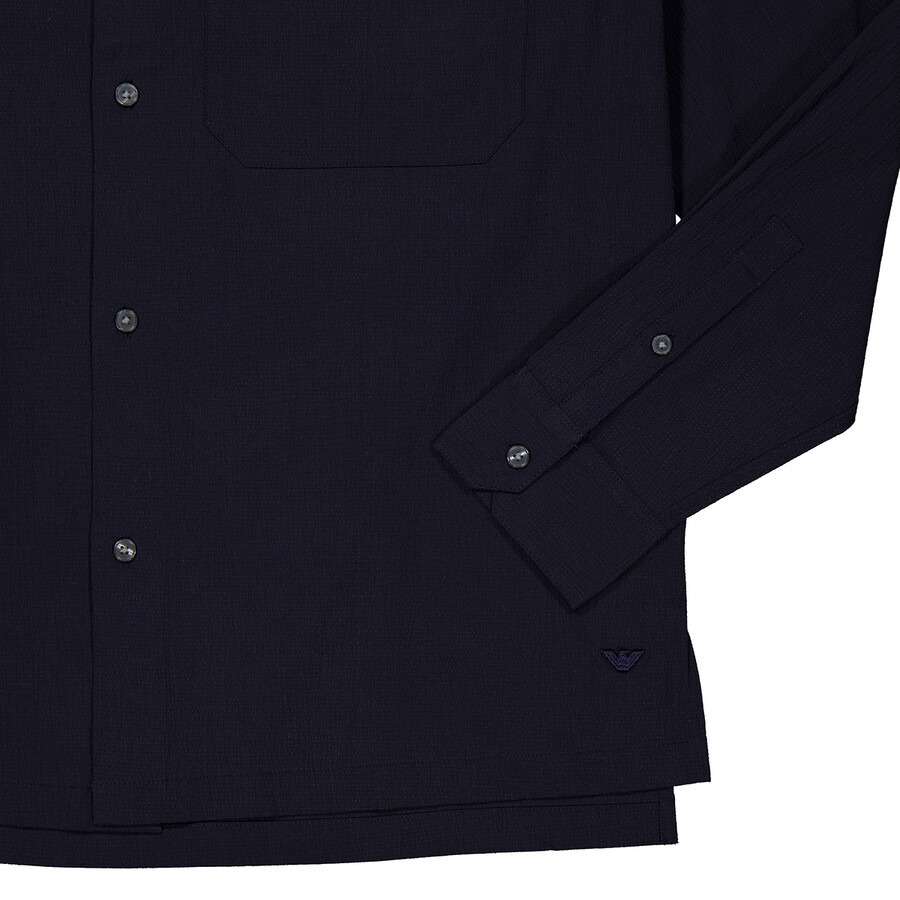 Emporio Armani Cotton Muslin Band-Collar Shirt - 2