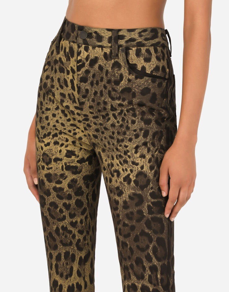 Stretch denim Grace jeans with leopard print - 4