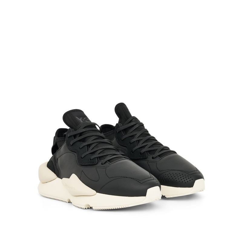 Y-3 Kaiwa Sneaker in Black/Off White/Brown outlook