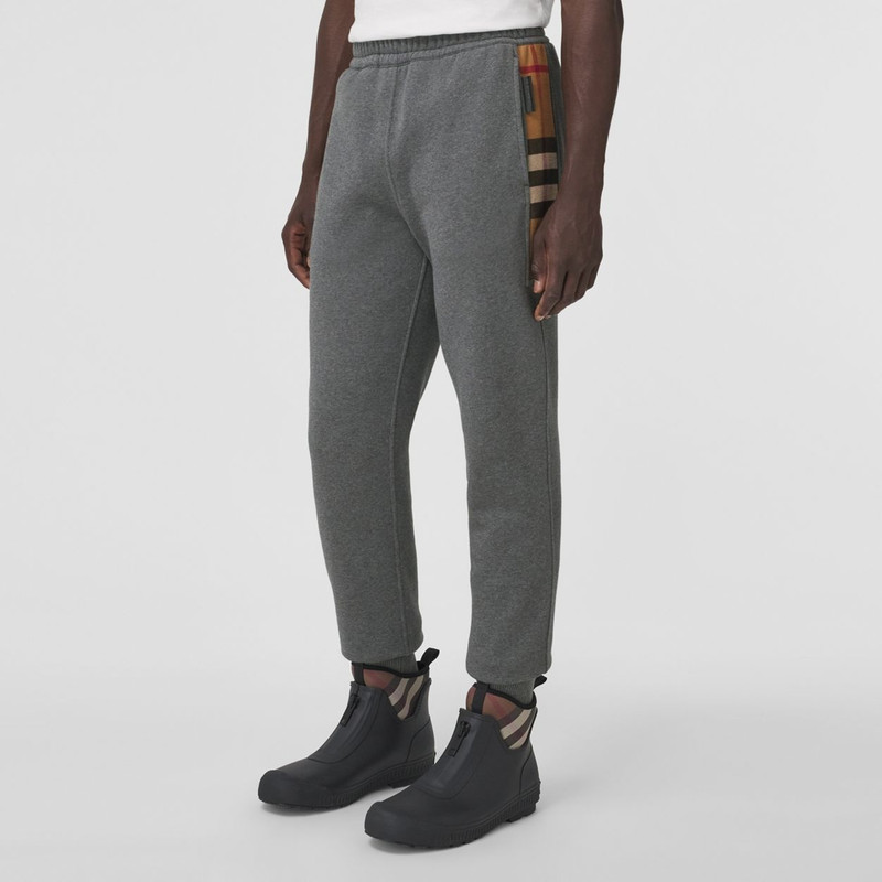 Check Panel Cotton Blend Jogging Pants 5