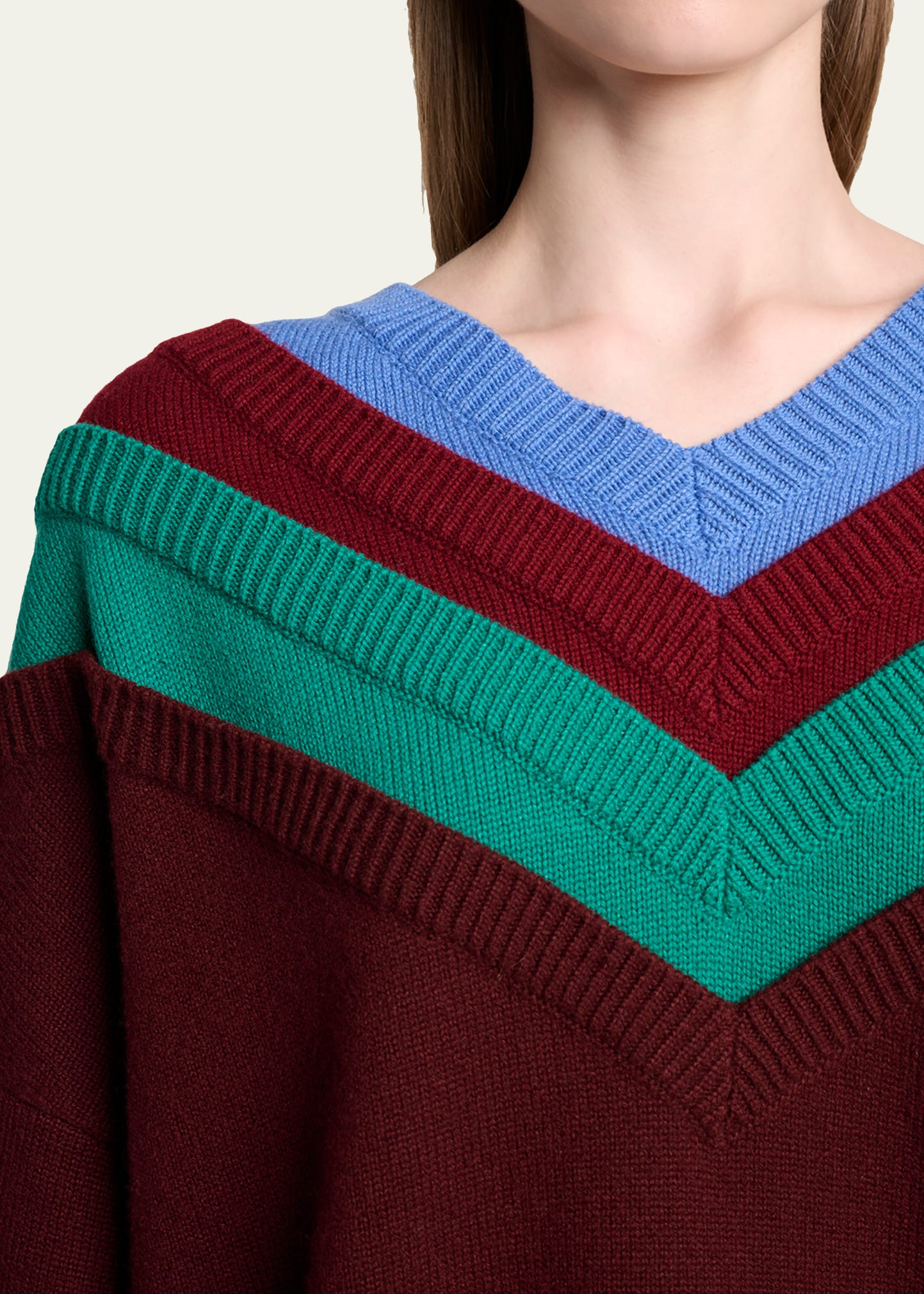 Layered V-Neck Wool Sweater - 5