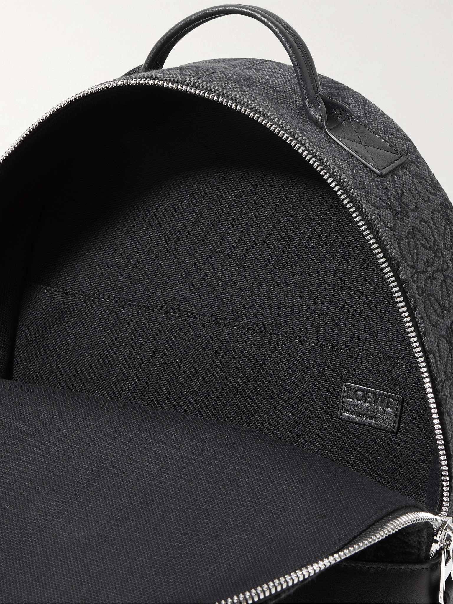 Leather-Trimmed Logo-Jacquard Canvas Backpack - 3