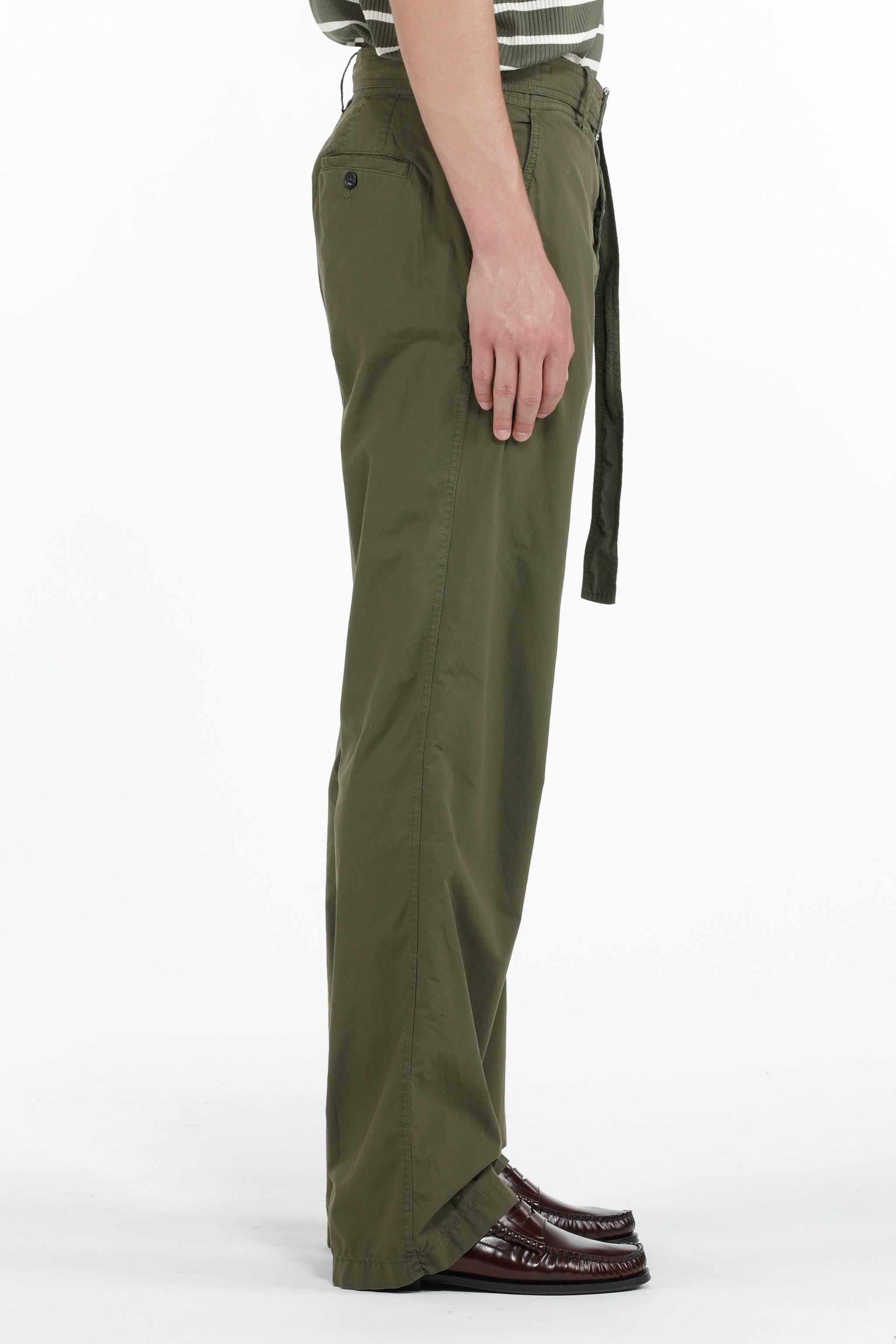 BELTED STRAIGHT-LEG COTTON TROUSERS - 3