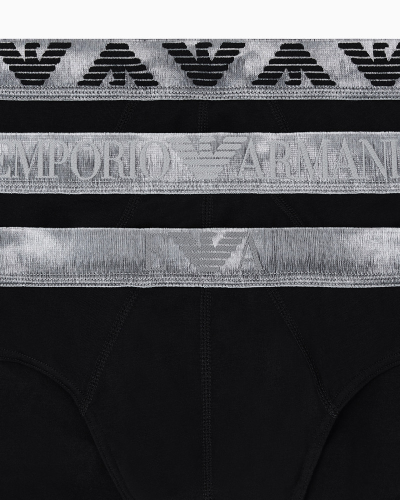 EMPORIO ARMANI THREE-PACK OF ASV SHINY LOGOBAND ORGANIC JERSEY BRIEFS outlook