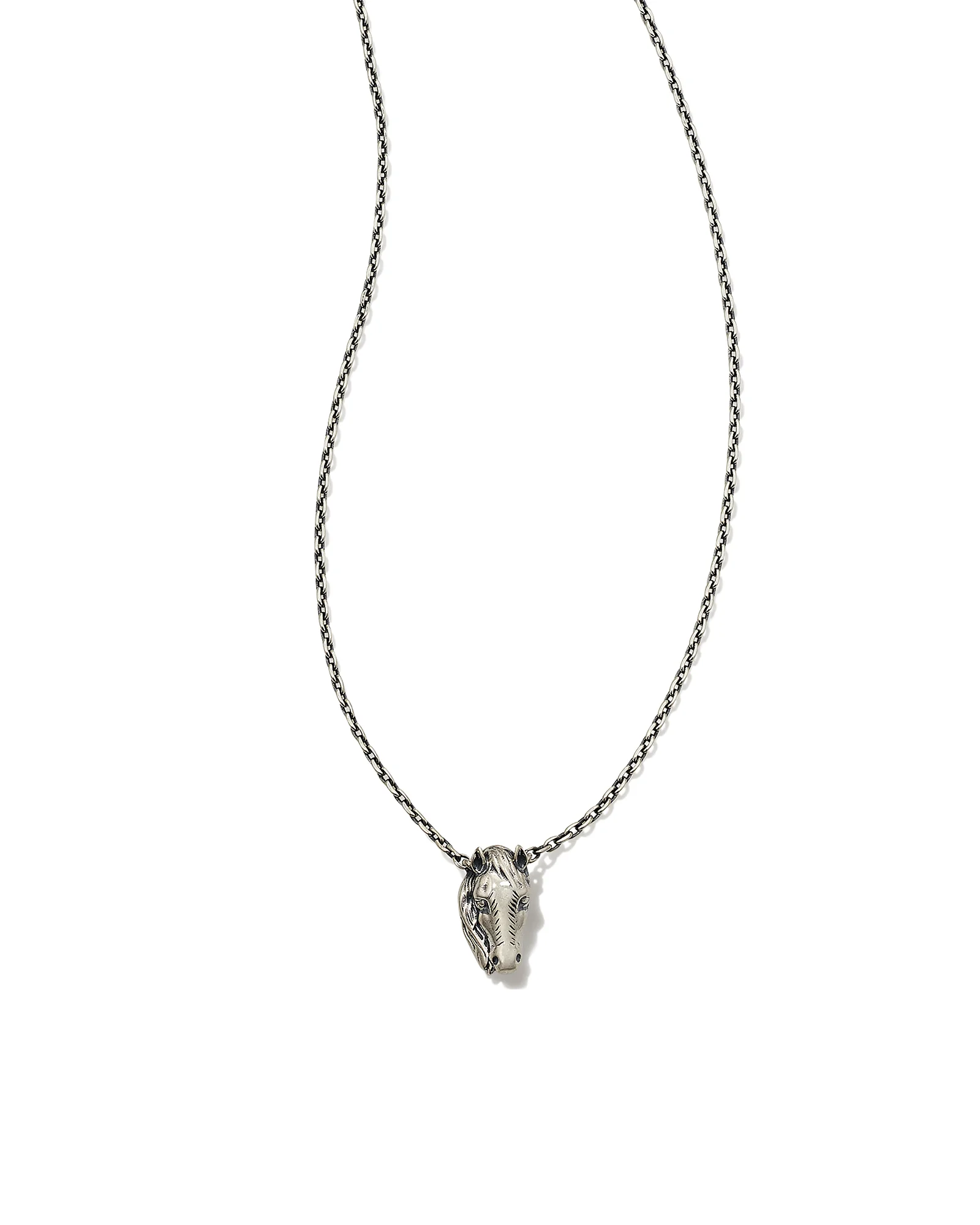 Tiny Beau Short Pendant Necklace in Oxidized Sterling Silver - 1