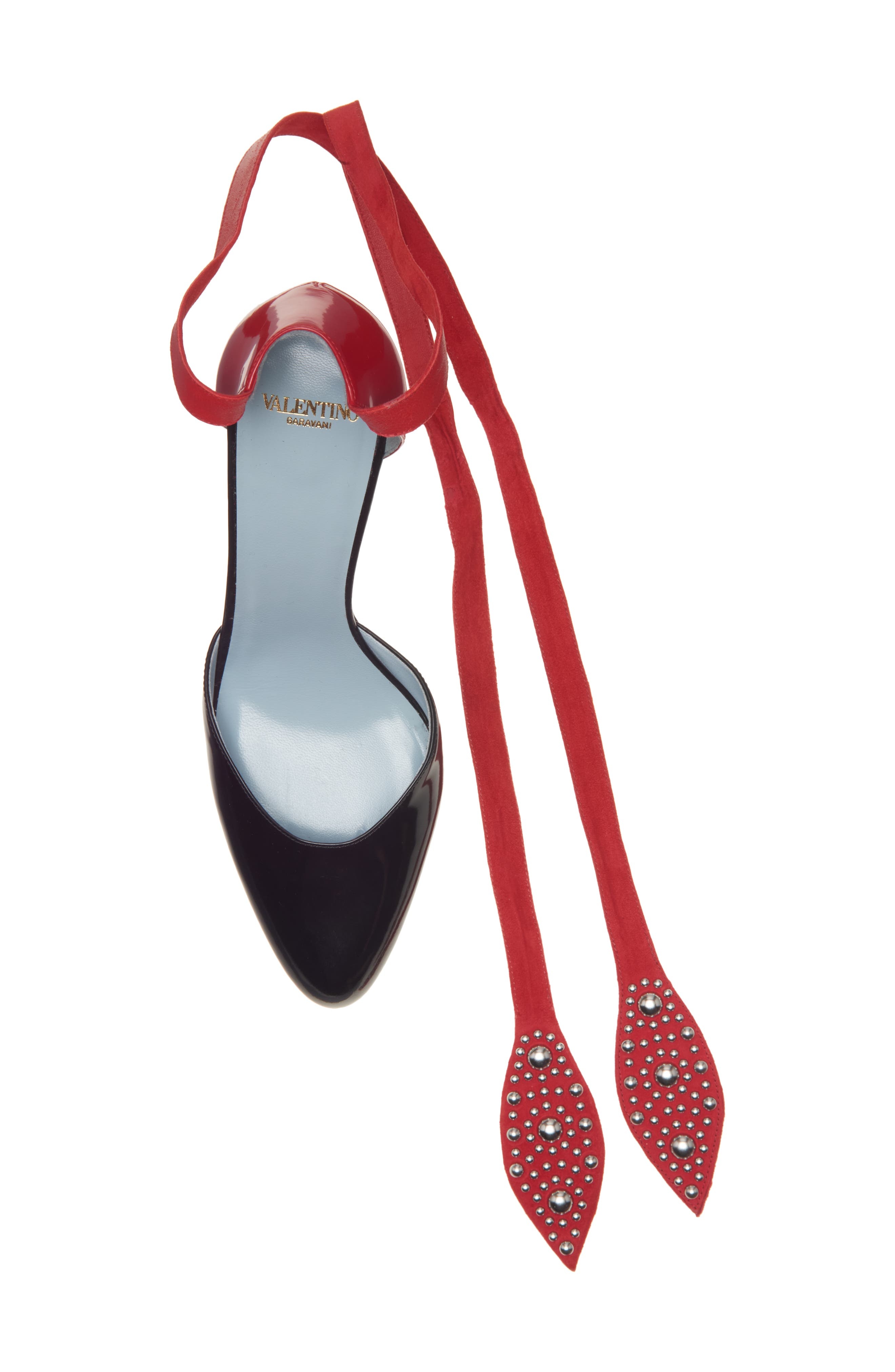 Valentino Garavani Tie Ankle Strap d'Orsay Pump in Jt0 Nero-Rouge Pur/Rouge Pur at Nordstrom - 5
