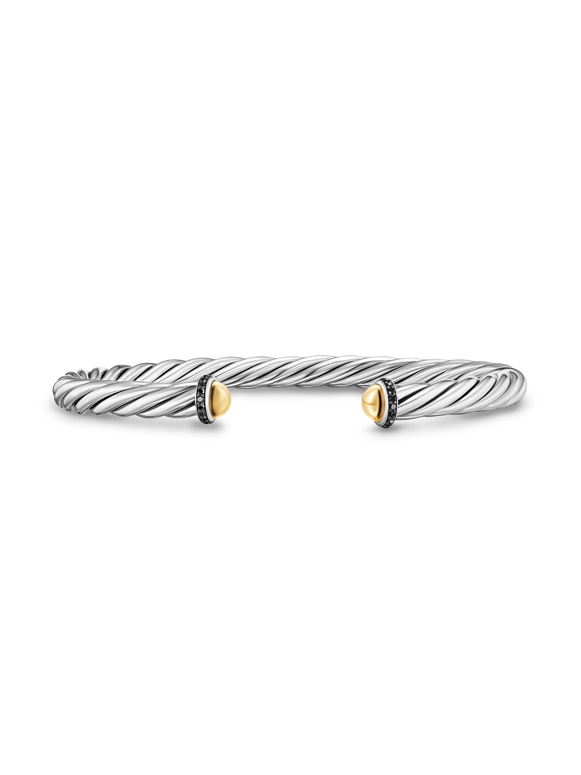 Men's Cable Cuff Bracelet in Sterling Silver - Black Diamond - 1