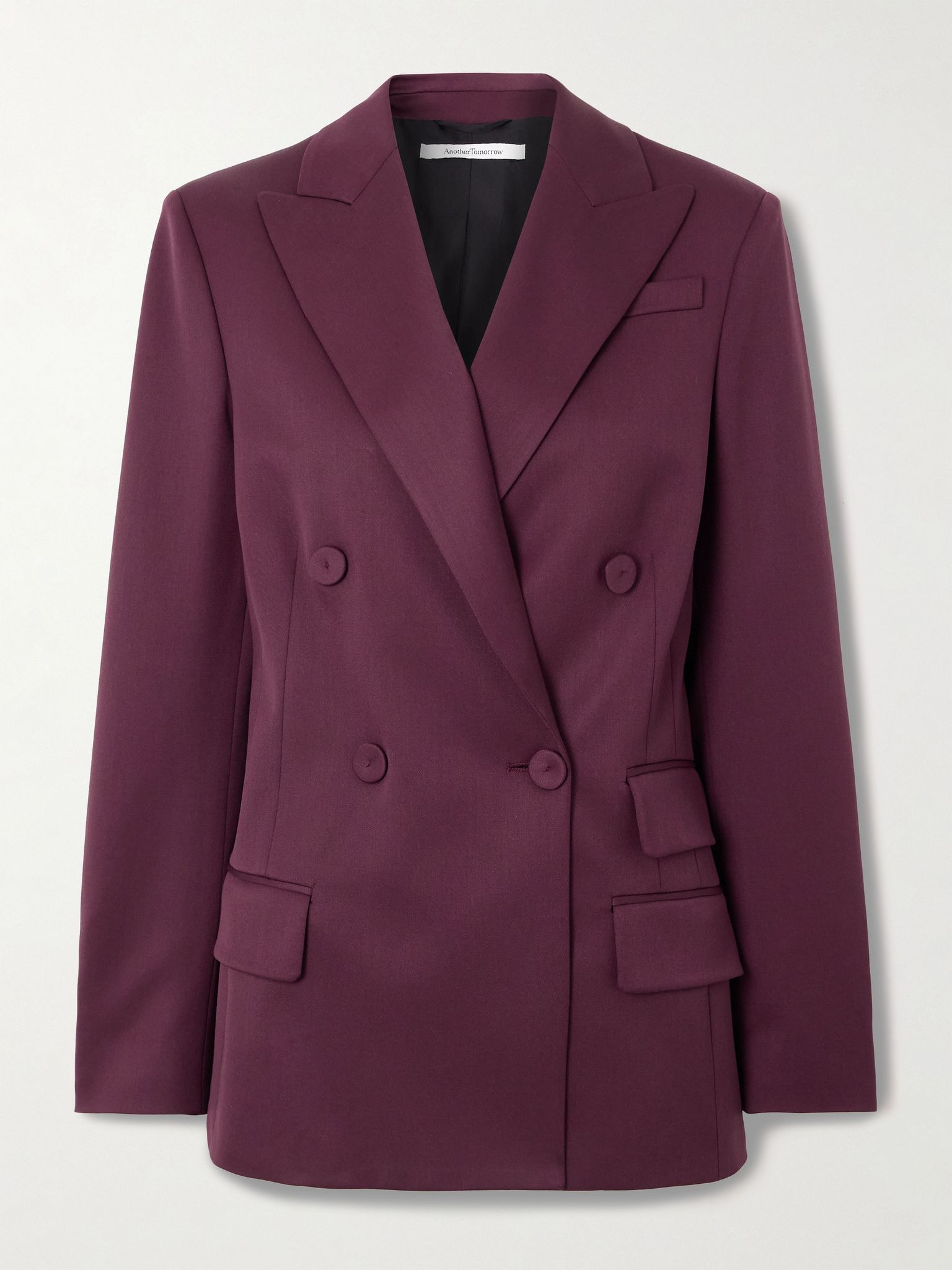 Double-breasted wool-blend blazer Burgundy - 1