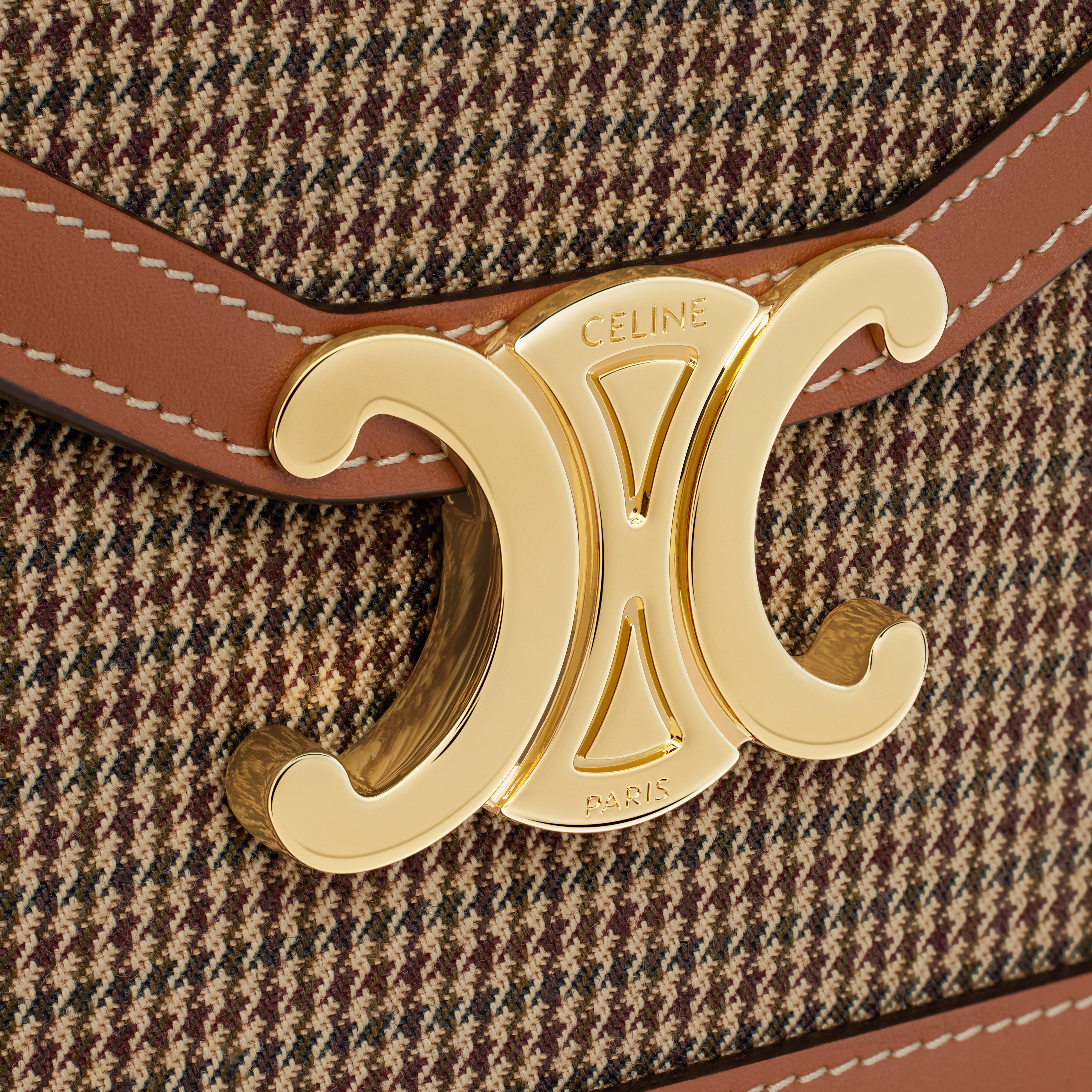 WALLET ON CHAIN MARGO in PIED DE POULE TEXTILE AND CALFSKIN - 5