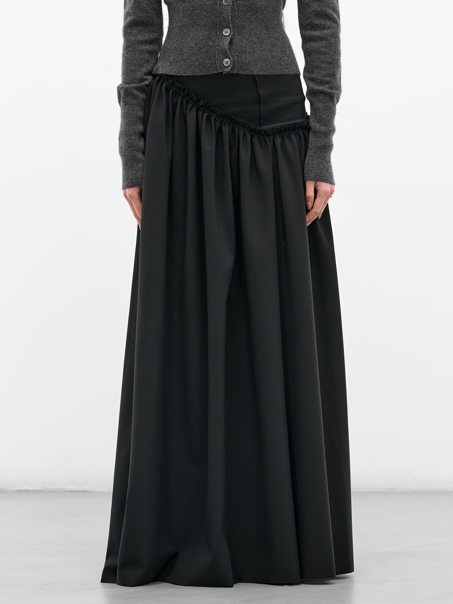 Black Asymmetric Gown Maxi Skrit - 1