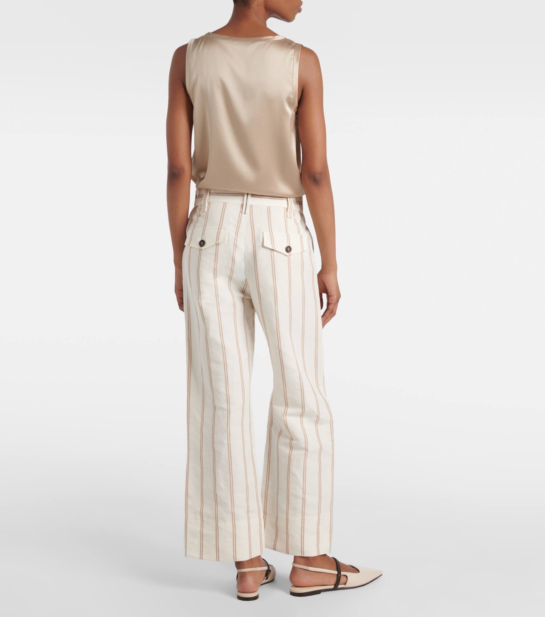 Monili striped linen and cotton chinos - 3