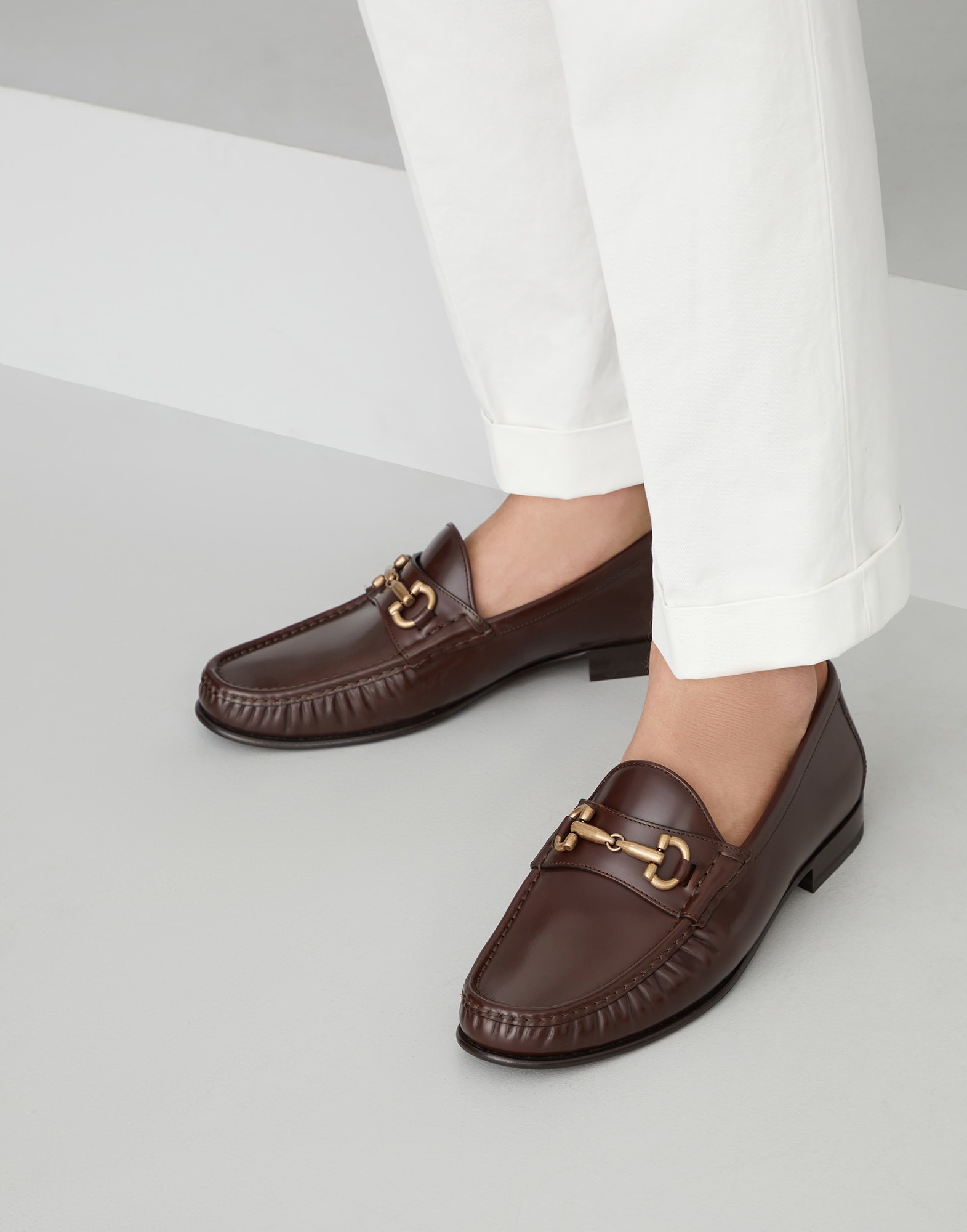 Aged calfskin loafers with bit - 4