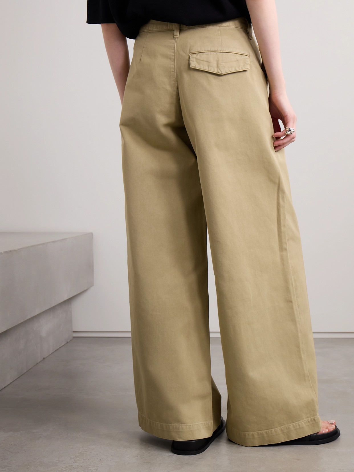 Daryl Pleated Cotton-twill Wide-leg Pants - 3