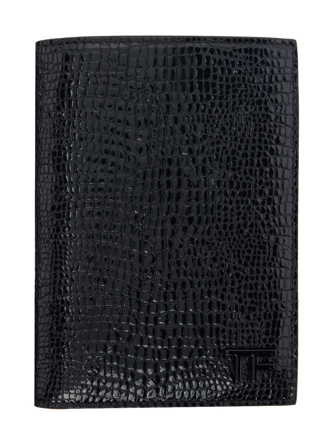 Black Leather T Line Passport Holder - 1