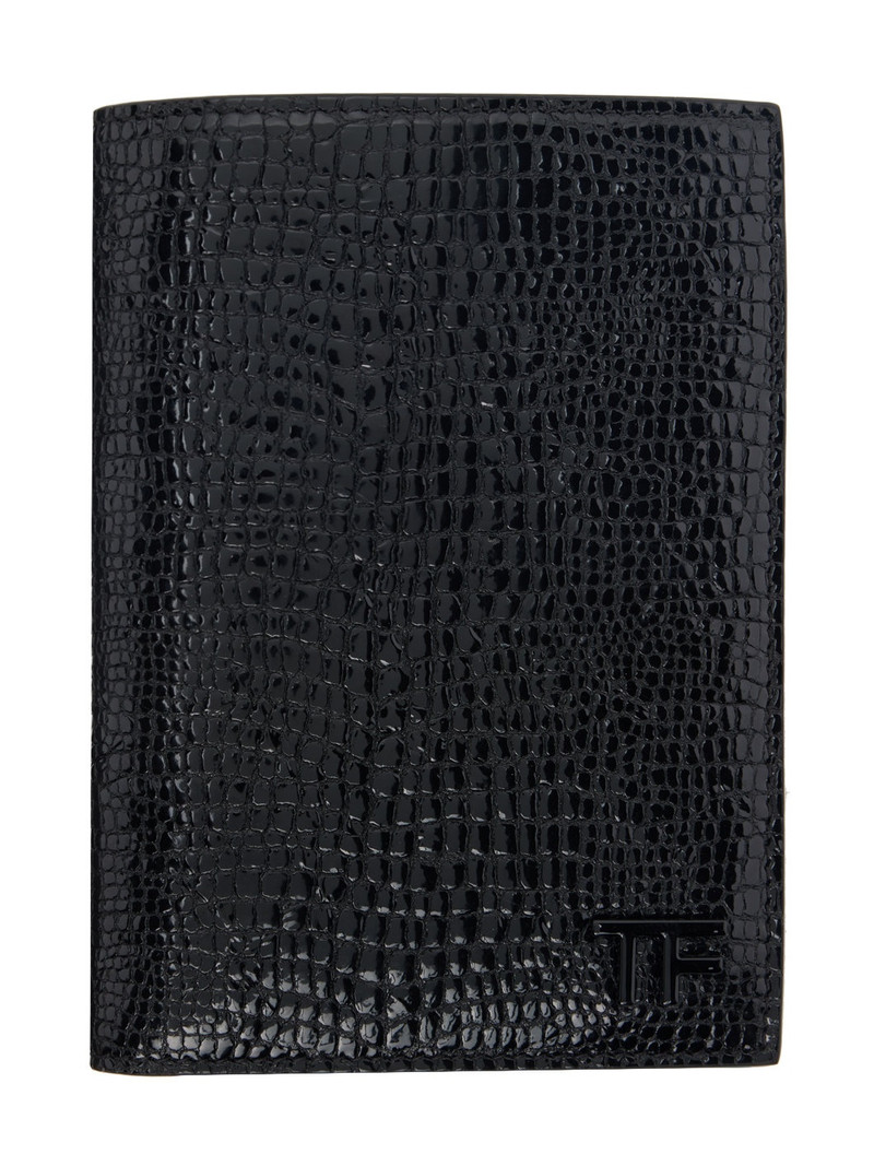 Black Leather T Line Passport Holder 1