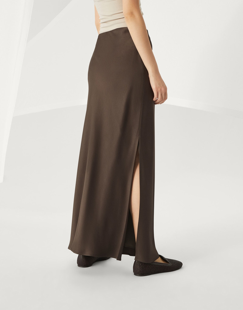 Brunello Cucinelli Satin cady fluid bias-cut skirt outlook