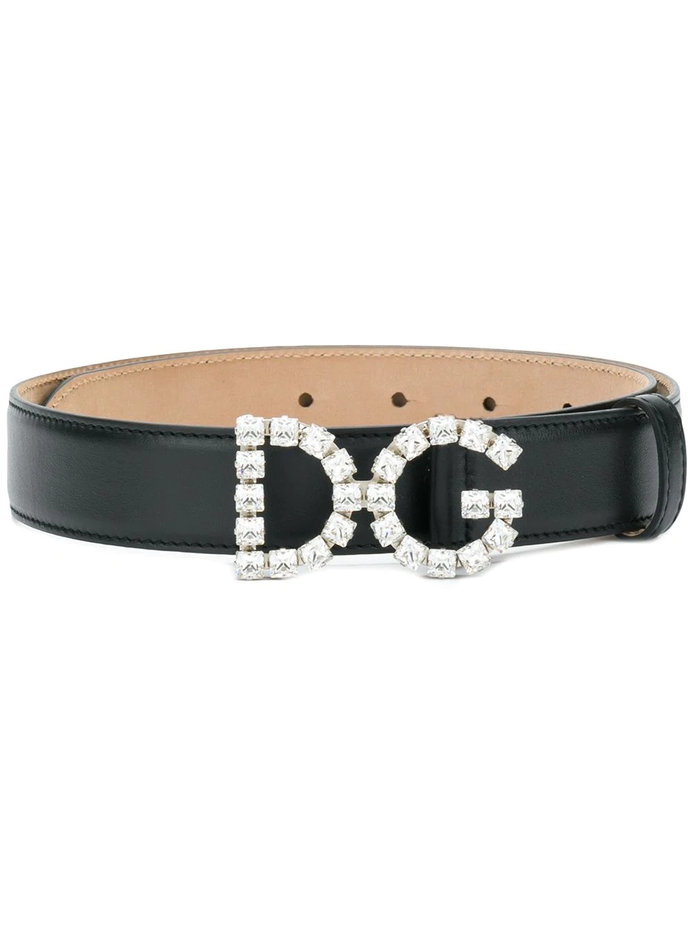 crystal-embellished logo buckle belt - 1