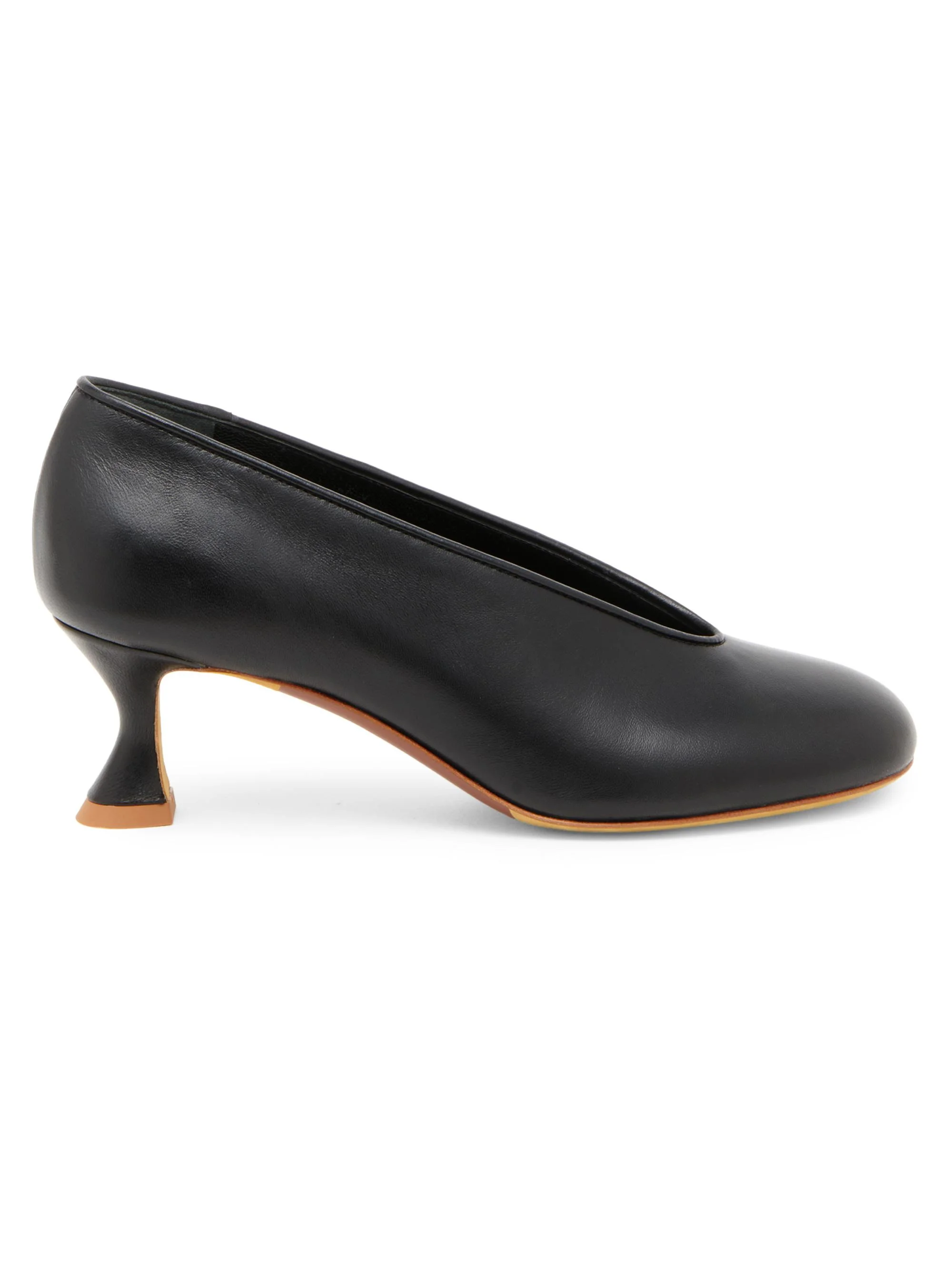 Women's 55MM Duck-Heel Leather Pumps - Black - 1