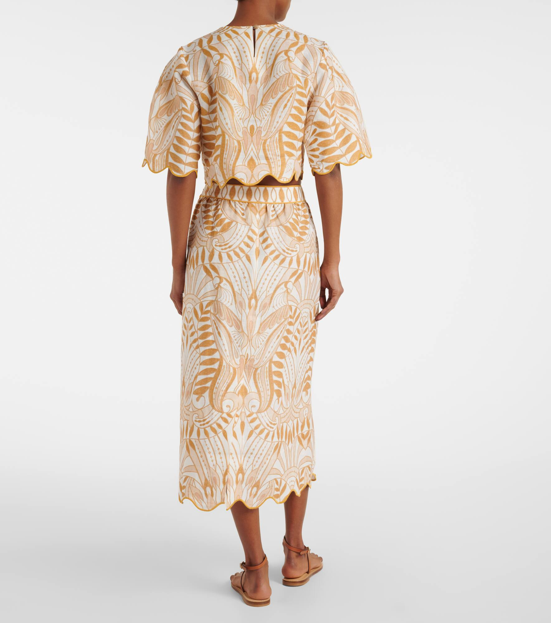 Printed linen midi skirt - 3