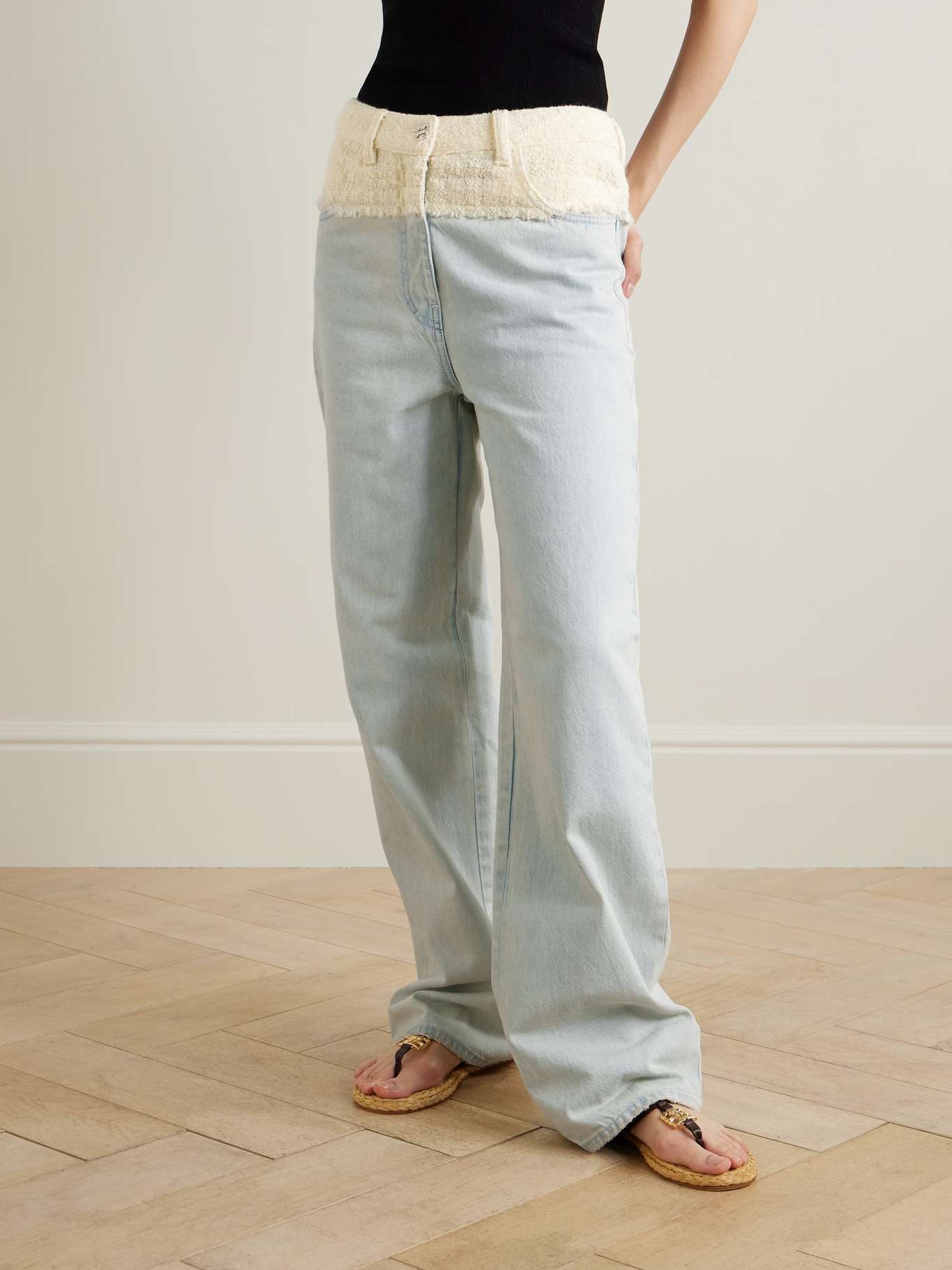 Big Mix wool-blend bouclé-trimmed high-rise straight-leg jeans - 3
