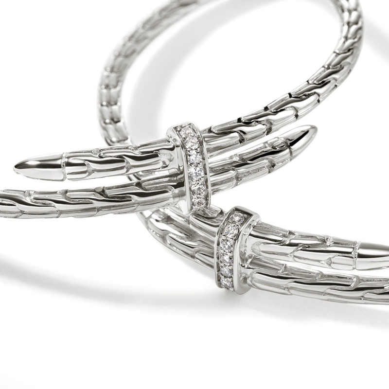 JOHN HARDY Spear Hoop Earring, Sterling Silver, Diamonds, 50MM outlook