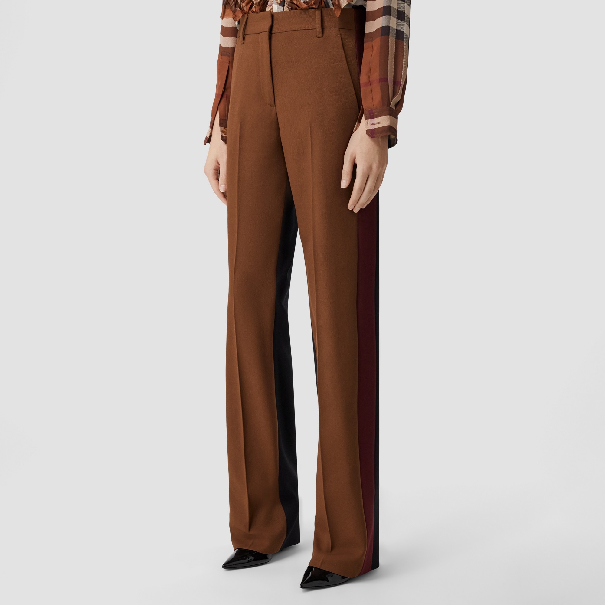 Colour Block Wool Blend Tailored Trousers - 6