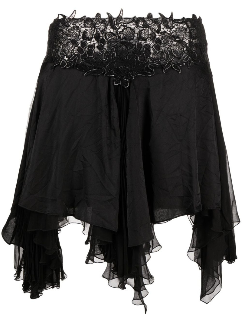 asymmetric lace-waistband skirt 1