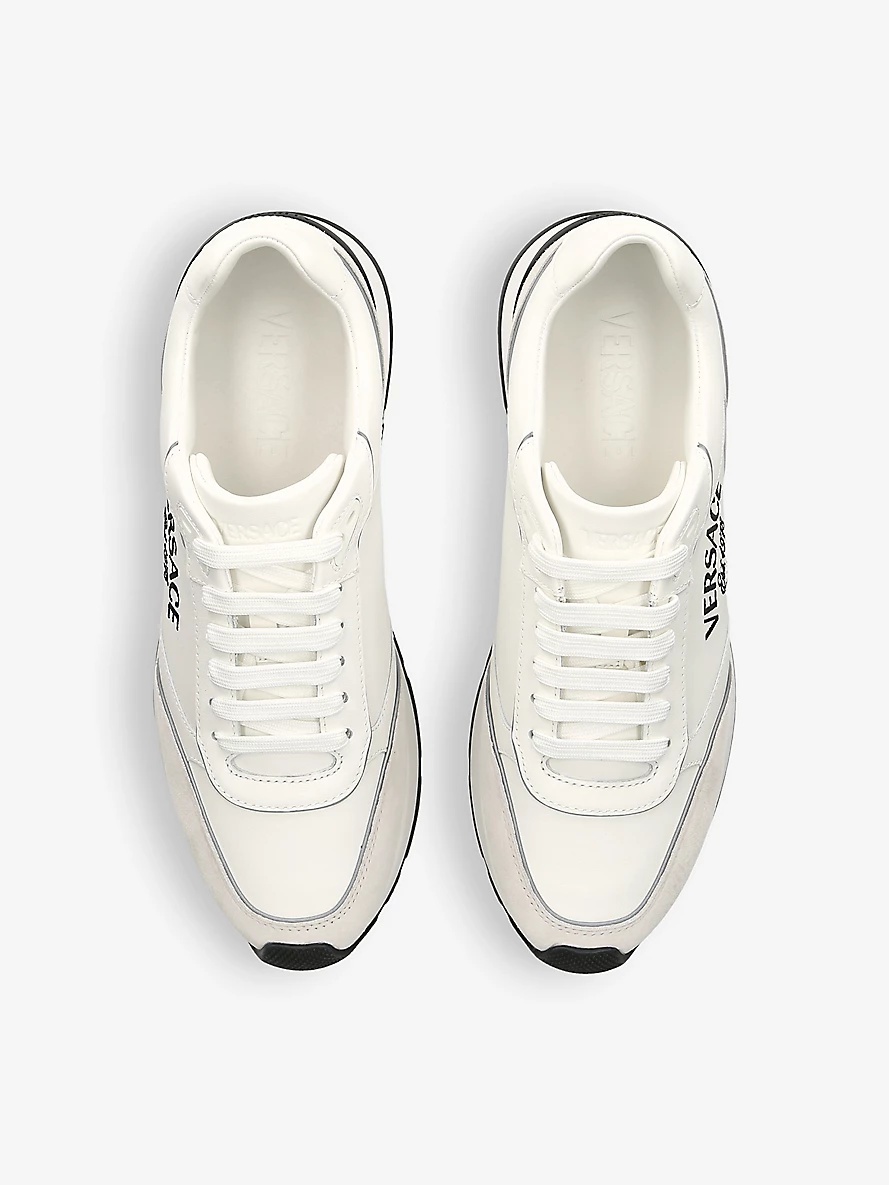 Logo-embellished leather low-top trainers - 2
